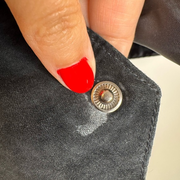 Vintage western suede leather festival Black snap Button-Up Vest size large - Picture 6 of 9